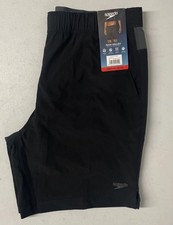 SPEEDO Men Tech Volley Swimsuit MEDIUM Comfort Liner BLACK/GRAY Swim Trunk Short
