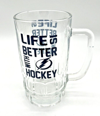 Tampa Bay Lightning Glass Tankard Cup  18 Oz. NHL Life is Better With Hockey