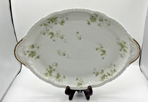 Theodore Haviland Schleiger Serving Tray Limoges France Green Floral 14 In