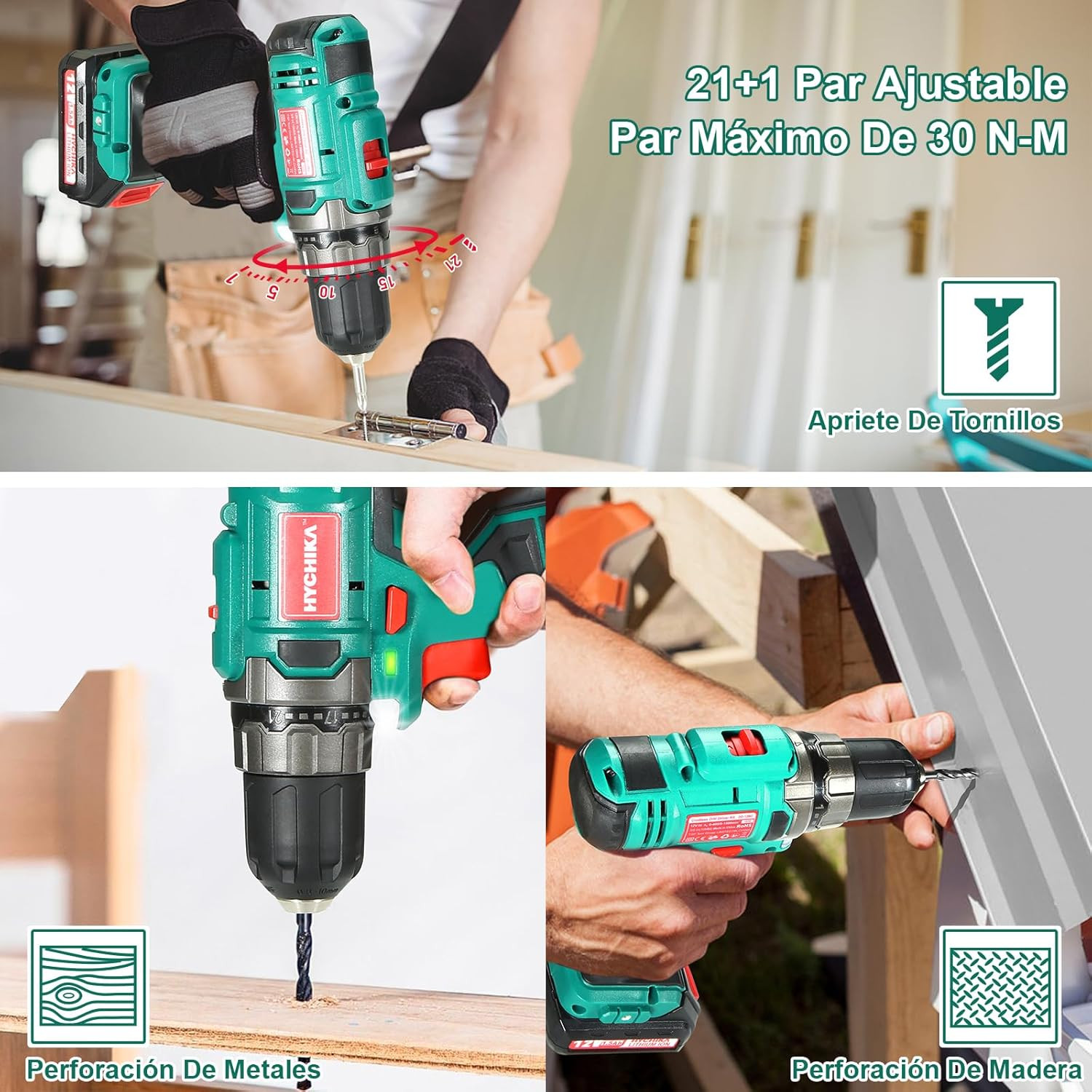 Trapano Avvitatore HYCHIKA 12V con Batteria e 30 Nm foto 5