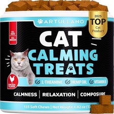 Hemp Cat Calming Treats for Stress Anxiety Relief Chews Kittens Melatonin x135