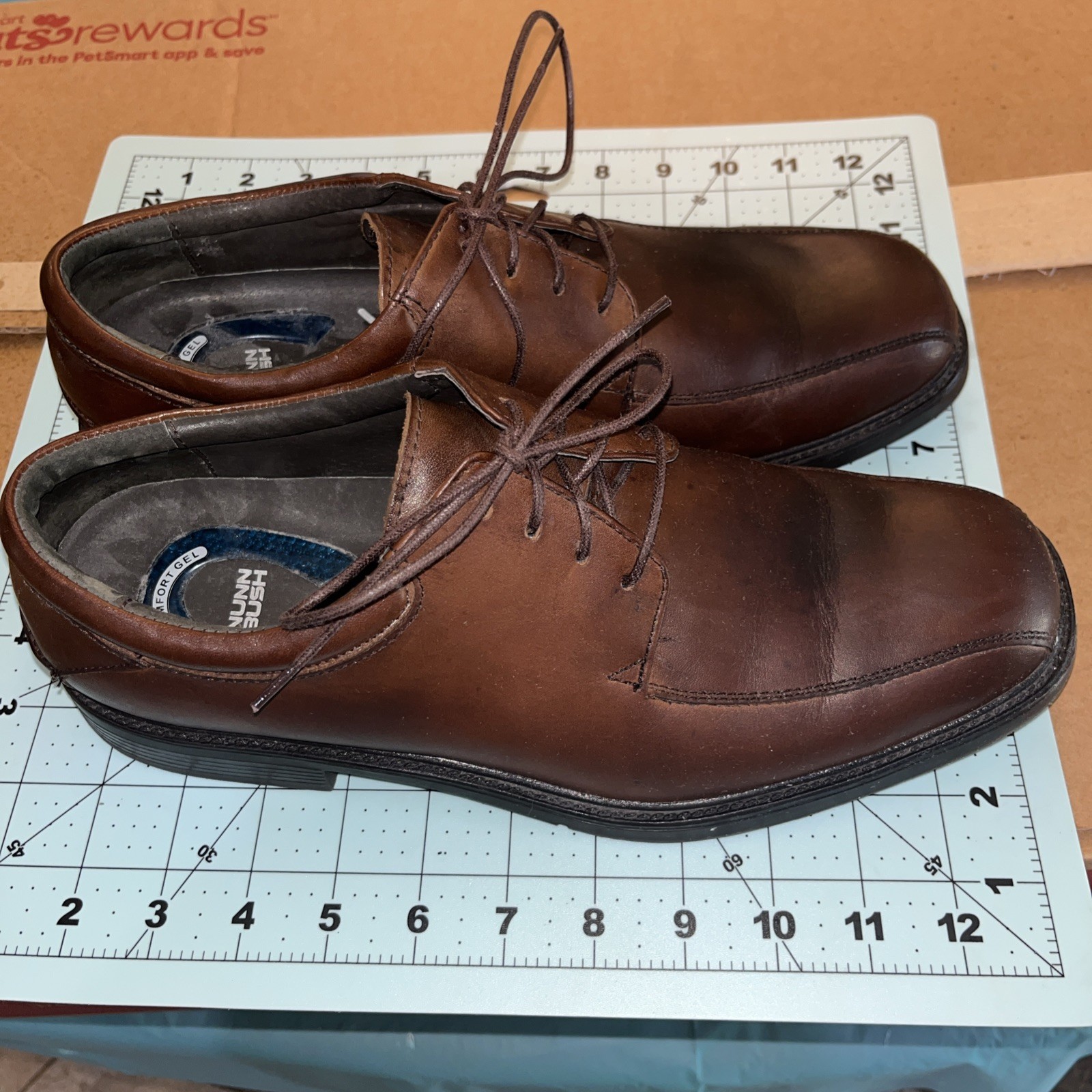 SAOLA Scarpe eleganti Nunn Bush Oxford marroni da uomo taglia 10 5 pelle comode gel molto belle!