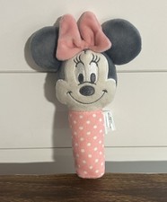 Disney Baby Minnie Mouse Shaker Rattle Toy 8  Plush Stuffed Pink Polka Dot Lovey