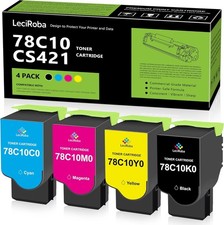 78C10 High Yield Toner Cartridge 4-Pack Replacement for Lexmark        