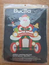 Vintage BUCILLA Santa's Mail Bag Christmas Jeweled Felt KIT 3598 Nos RARE