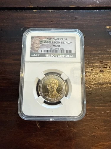 2008 South Africa 5 Rand Nelson Mandela's 90th Birthday Coin NGC MS66