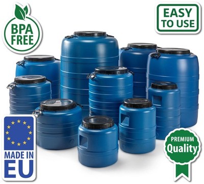 Weithalsfass Fasssilage Gepäcktonne Gärfass Gärbehälter Futtertonne 15-200L blau