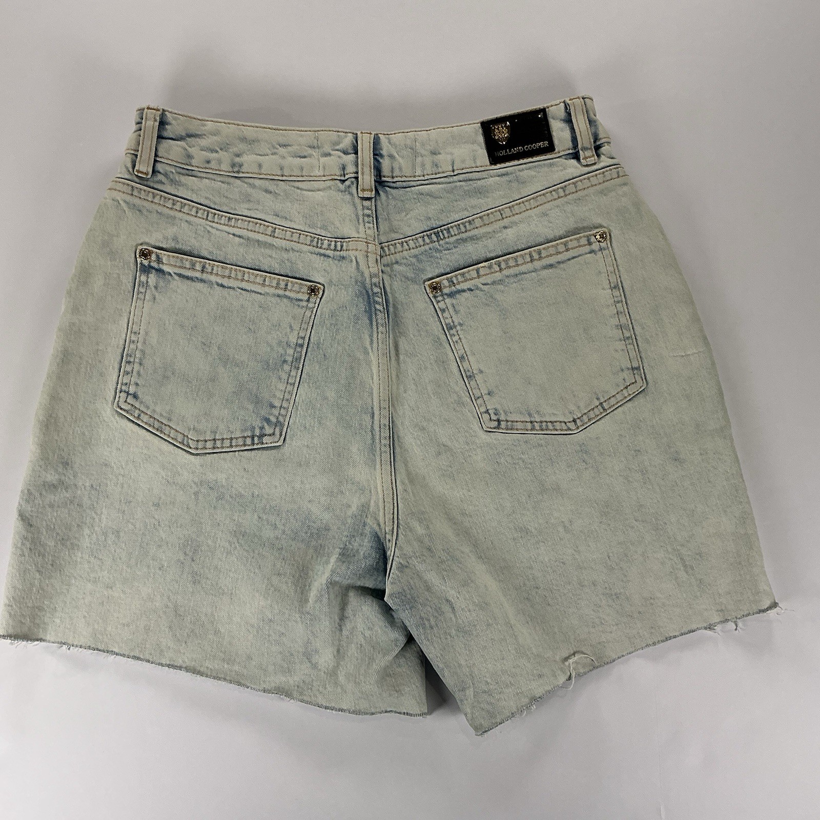 Holland Cooper High Rise Denim Shorts Ladies Wear Light Stone Wash Size 12 NWT