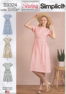 Simplicity Schnittmuster 9324 Kleid mit offenem oder geknöpftem Rücken Gr. 6 - 22 Neu