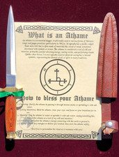 Engraved Lilith Sigil Ritual Athame & Leather Sheath + Parchment Blessing Scroll