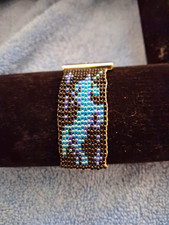 Blue Black Beaded Unicorn Keychain