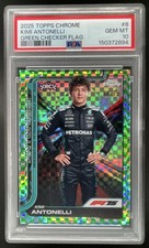2025 Topps Chrome F1 Kimi Antonelli RC Green Checker Flag Refractor #/99 PSA 10