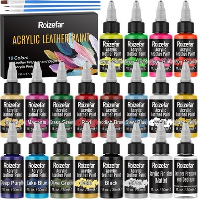 Acrylic Leather Paint, Ultimate All-in-One 20 x 30ml Kit with Deglazer &