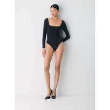 Babaton Women's Original Contour Squareneck Bodysuit Charcoal Grey- Size M