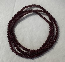 3mm round Natural Rhodolite garnet 20  beaded Stretch Bracelet free shipping NIB
