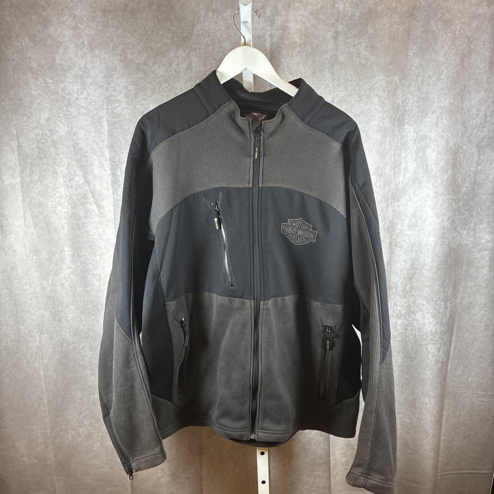 RARE Harley-Davidson Full Zip Dual Color Jacket Mens 2XL Black Gray Moto