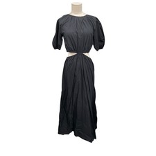 Faithfull The Brand Alessandria Midi Dress Cutout Plain Black Cotton Size 6