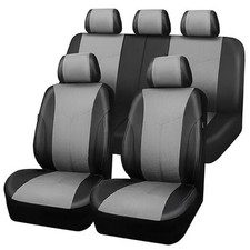 Faux Leather with AIR Fresh Mesh Car Seat Covers Full Set, Waterproof Airbag