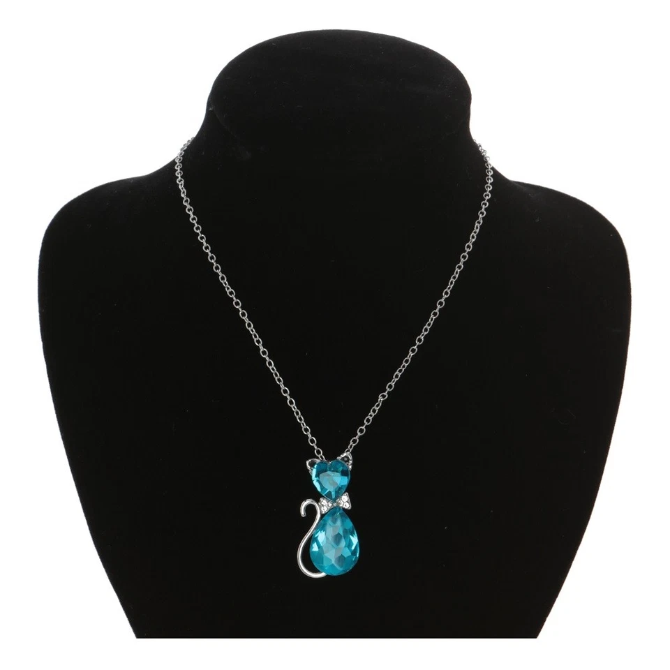 Collana argento Swarovski Element originale G4Lov cristallo gatto micio felino - Immagine 2 di 4