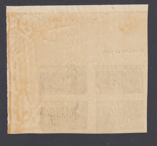 Philippines Forbin 14 MNH 1898 40c blue SELLO 9° fiscal corner block, toned gum - Picture 2 of 2