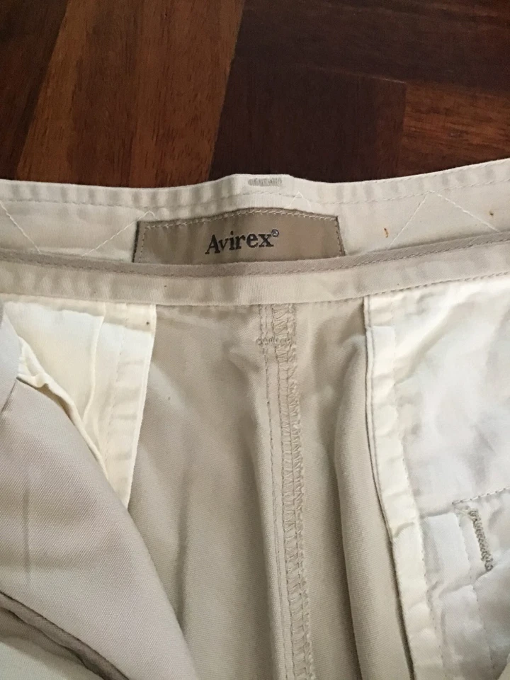 AVIREX Pantaloncino da uomo Shorts Bermuda Cargo Cotone Trousers Beige Size 32 - Imagen 3 de 4
