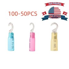 50/100pcs Heat Shrink Terminals Electrical Wire Connectors 10-22 Hook Crimp US