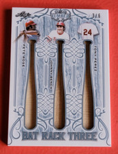 JOHNNY BENCH PETE ROSE TONY PEREZ GAME USED BAT CARD #d3/6 LEAF Lumber REDS