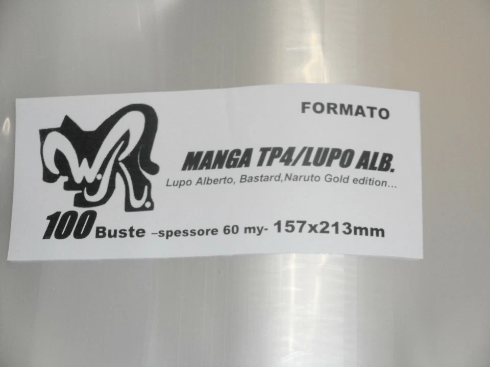 100 BUSTE WR "MANGA TP4 - LUPO ALBERTO" 157x213 mm x Bastard Naruto Gold Edition