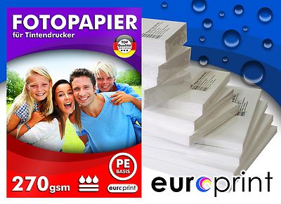 Fotopapier 270g 50 Blatt A2 Hochglänzend Mikroporös Rückseite PE Qualität