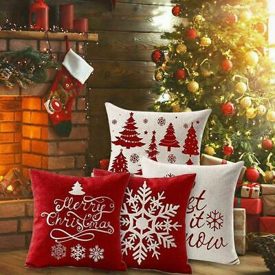 18"Christmas Pillow Case Sofa Cushion Covers Home Xmas Snowflake Santa Elk Decor 