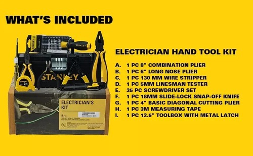 Stanley ELECTRICIAN-KIT Kit di utensili manuali per uso domestico e professionale (43 pezzi) - Foto 7 di 8