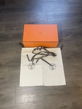 HERMES Empty Orange Shoe Box 14x8.5x5” 2 Dust Bags, Logo Ribbon Excellent Cond