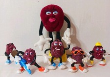 6 Vintage California Raisins 1988 WOMAN plush Figure 7"  5 PVC Guitar, Shades,