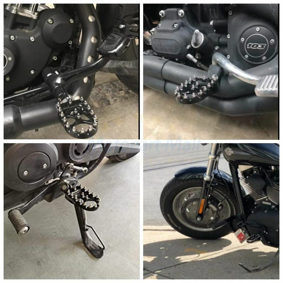 Wide MX Style Foot Pegs Rests Pedals Bobber For Harley Dyna Sportster XL883 1200 - Image 2 of 4