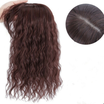 Women Sexy Curly Bangs Parts Topper Toupee Hairpiece Yaki Wavy Top