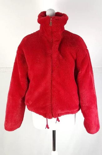 c&c California Red Faux Fur Coat/bomber zipped jacket Size S - Picture 2 of 7