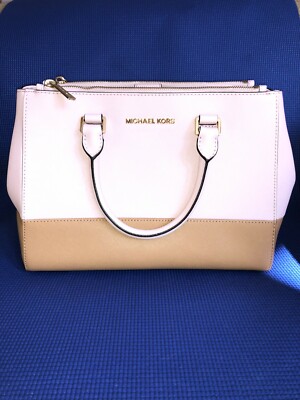 Michael Kors  ~ Sutton Medium Purse ~Colorblock Blossom/Suntan Satchel $328 READ