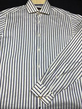 Ben Sherman Mens Button Front Long Sleeve Stripe Cotton Shirt M 15 34/35