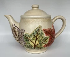 NWOT The Main Ingredients Pantry Wear Teapot W/ Lid Fall Foliage Leaves Mint