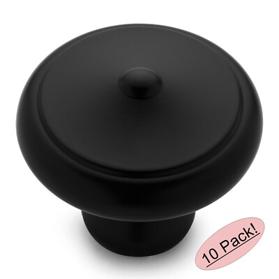 *10 Pack* Cosmas Cabinet Hardware Flat Black Oversized Round Knob #13247FB