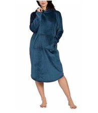 32 Degrees Heat Long Sweater Women Small Fleece Plush Hooded Sleep Lounger Teal