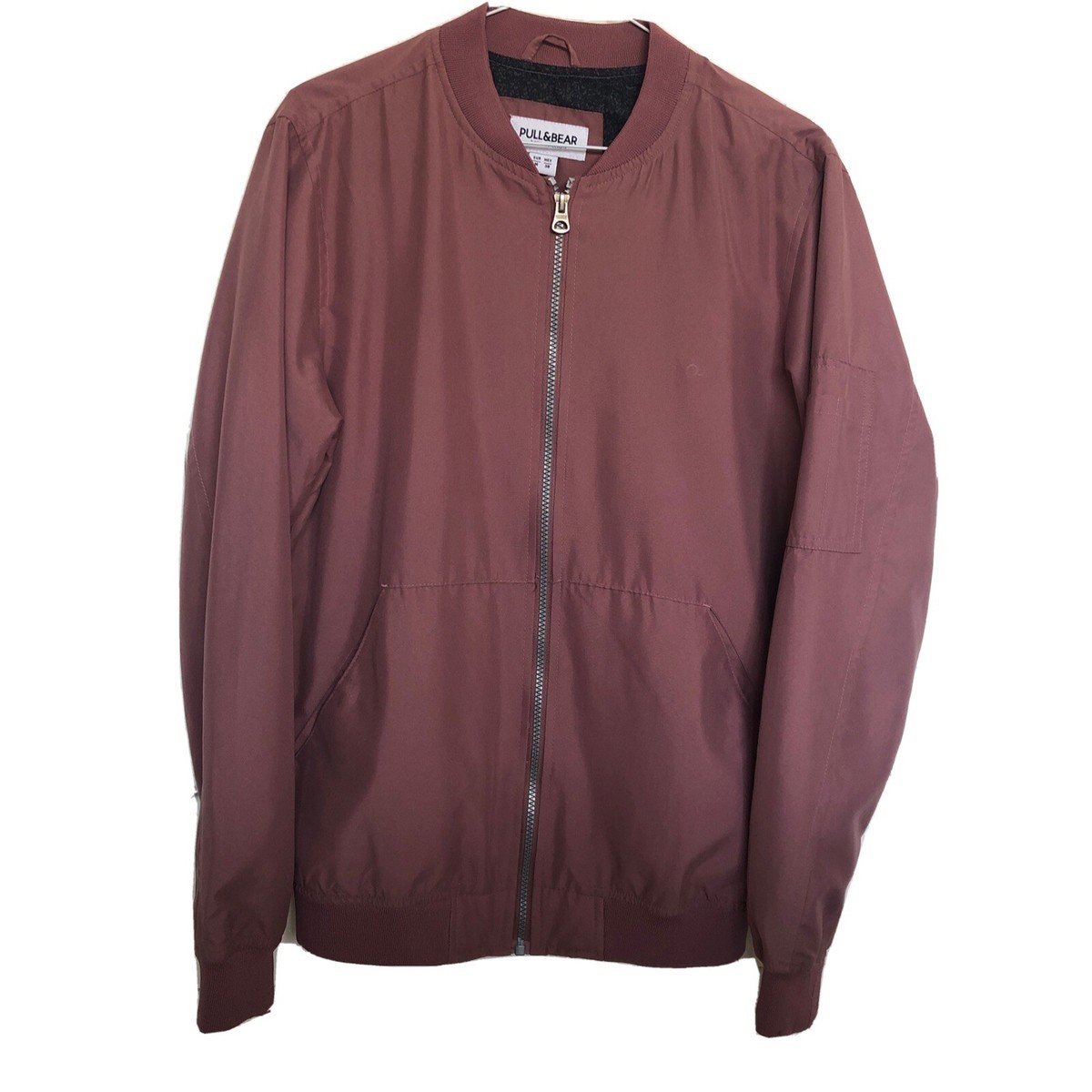 Maroon Pull And Bear Bomber Jacket Mens Pull And Bear Pink