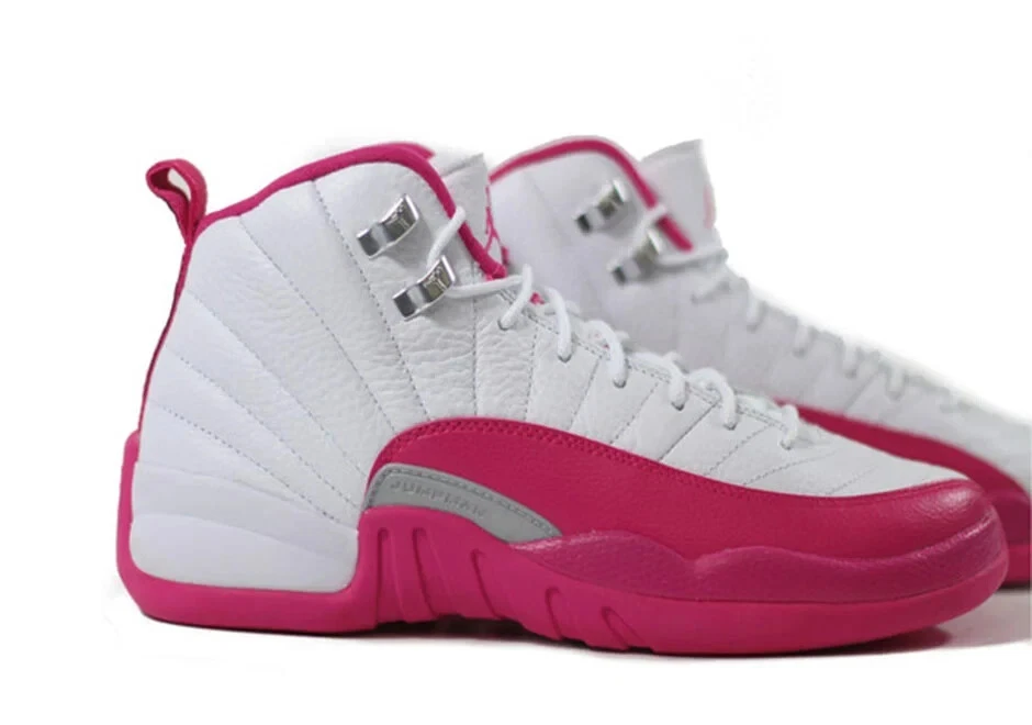 Nike Air Jordan 12 Retro Dynamic Pink (GS) Size 6.5Y 510815-109 white/pink