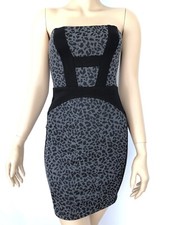 Leopard Dress XS Strapless Bustier Mini Black cocktail Sexy dress Bloomingdales