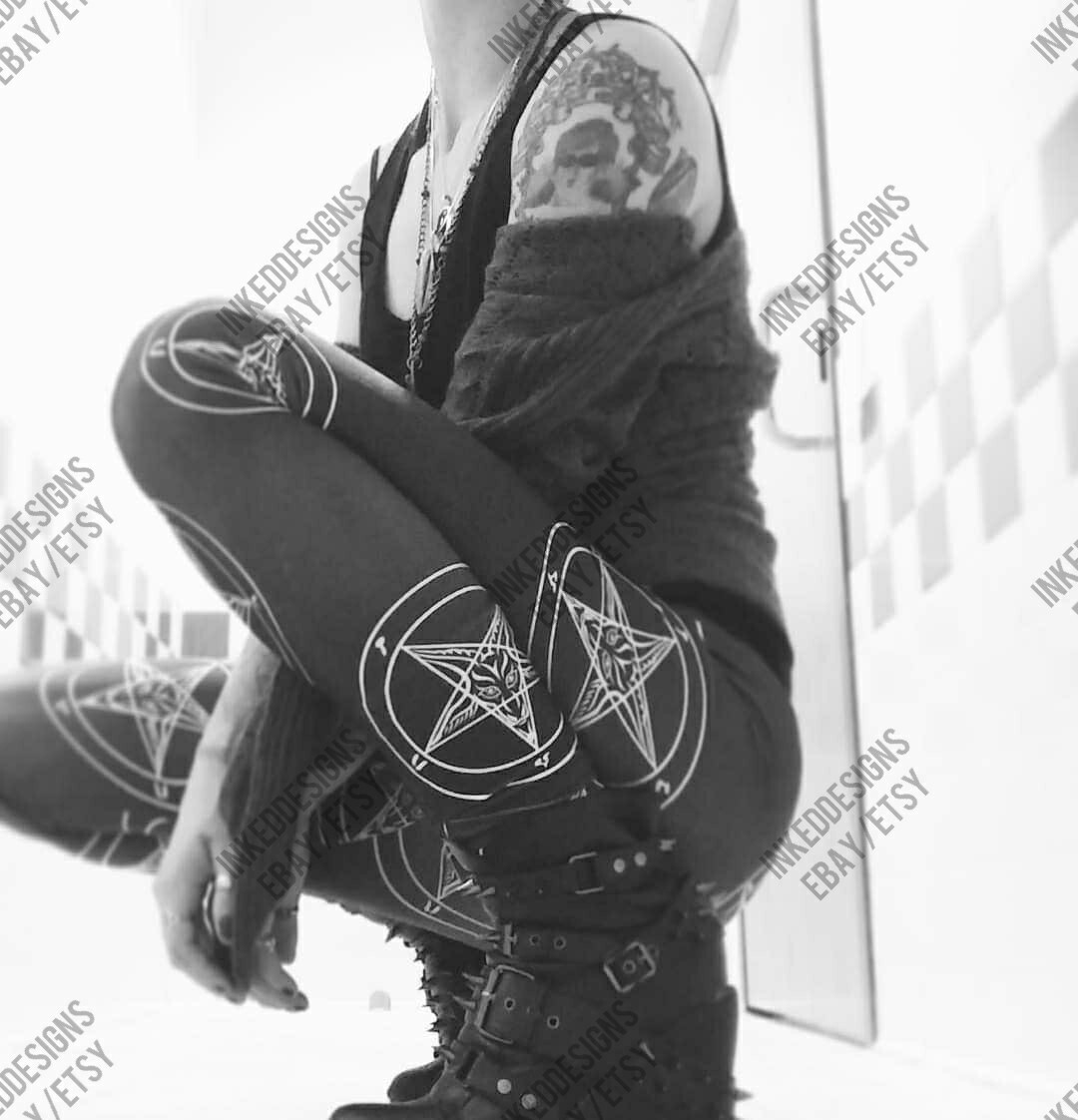 Baphomet Goth Leggings Halloween Outfit Gothic Witchy Yoga Pants