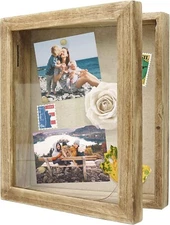 Greenco Wall Mounted Rustic Wooden Shadow Box (8" x 3" x 10")