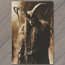 POSTCARD Krampus Evil Horns Christmas Weird Festive Scary Unusual Creepy XMAS