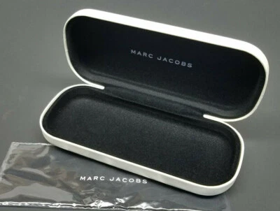 New MARC JACOBS Sunglasses Eyeglasses HARD WHITE STORAGE CASE + CLEANING CLOTH