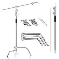 EMART Photography C Stand with Boom Arm, 10ft/300cm Adjustable Heavy Duty Lig...