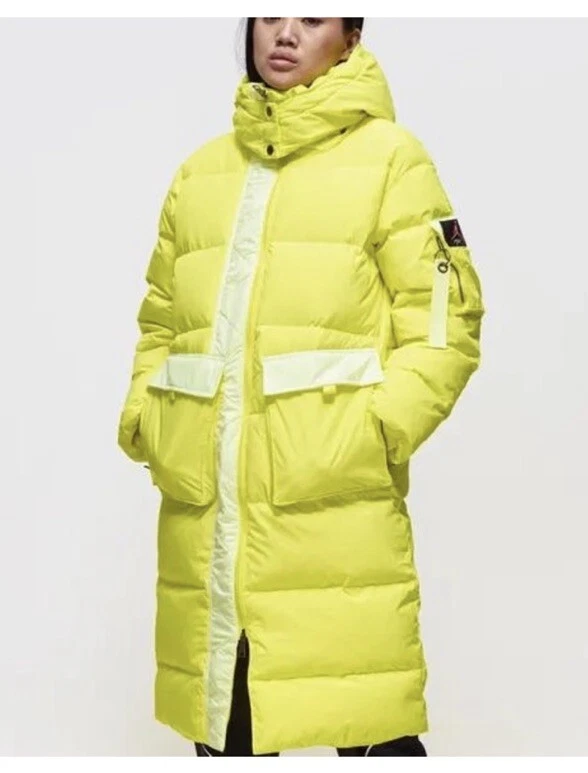 Nike Jordan Down Winter Snow Jacket Coat Parka Neon Green Size Extra Small NEW